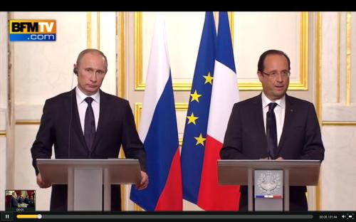 Poutine et Hollande à l'Elysée (01-05-2012)