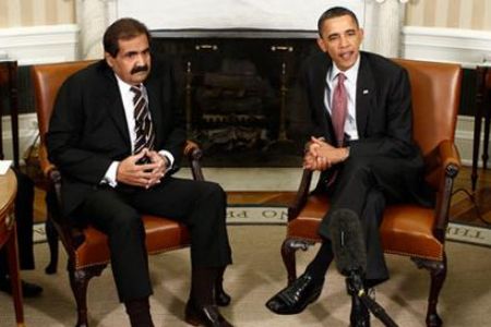 Barack Obama (USA) et Hamad bin Khalifa al-Thani (Qatar)