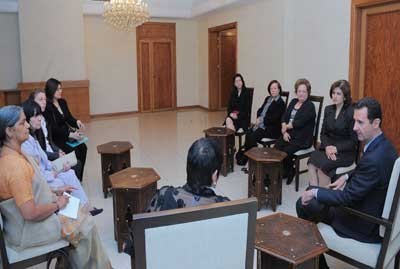 Assad et la délégation des femmes