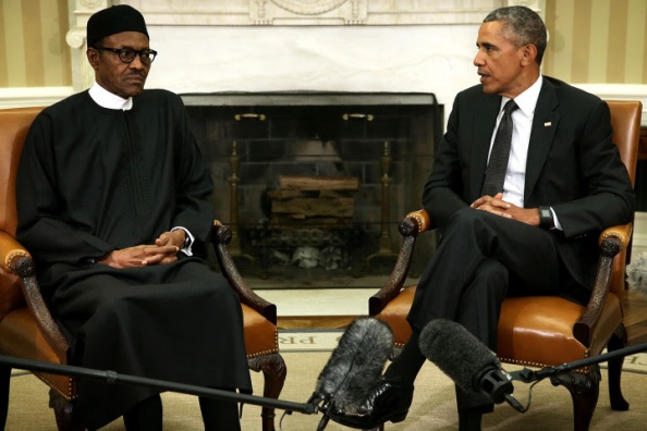 Le président Barack Obama rencontre le président nigérian Muhammadu Buhari à la Maison Blanche le 20 Juillet Photo: Getty Images